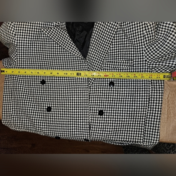 Vintage double breasted houndstooth suit coat with shoulder pads 47 inch chest - Picture 4 of 5